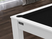 Billard Texas 6 pieds convertible en table à manger - 6 personnes - Coloris blanc laqué tapis noir