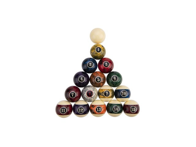 Lot de 16 billes de billard Ø 57 mm en résine pour jeu américain - Modèle Marble