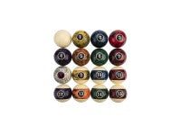 Lot de 16 billes de billard Ø 57 mm en résine pour jeu américain - Modèle Marble