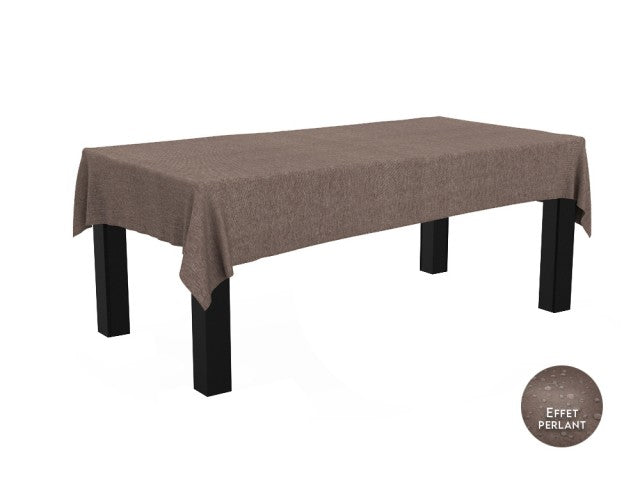 Nappe rectangulaire effet lin imperméable 260x170cm - Gamme Linen - Coloris taupe