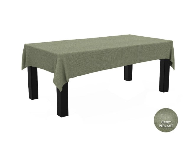 Nappe rectangulaire effet lin imperméable 260x170cm - Gamme Linen - Coloris vert