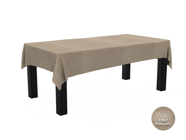Nappe rectangulaire effet lin imperméable 260x170cm - Gamme Linen - Coloris beige naturel