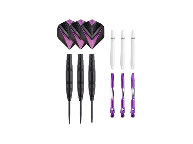 Jeu de 3 fléchettes professionnelles à pointe acier 23gr - Modèle Cupra - Coloris violet