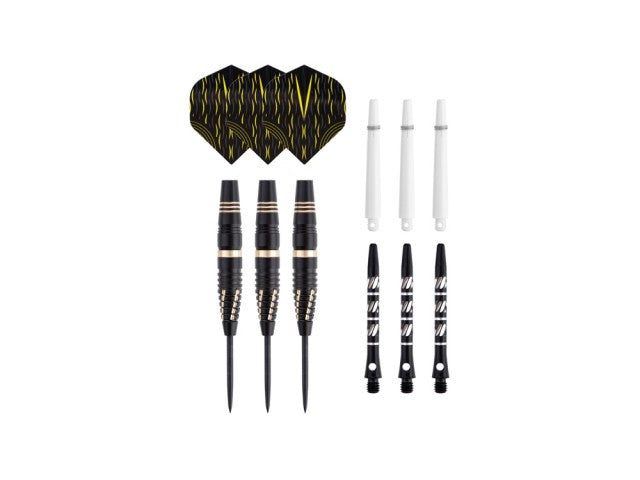 Jeu de 3 fléchettes professionnelles à pointe acier 24gr - Modèle Fire - Coloris or
