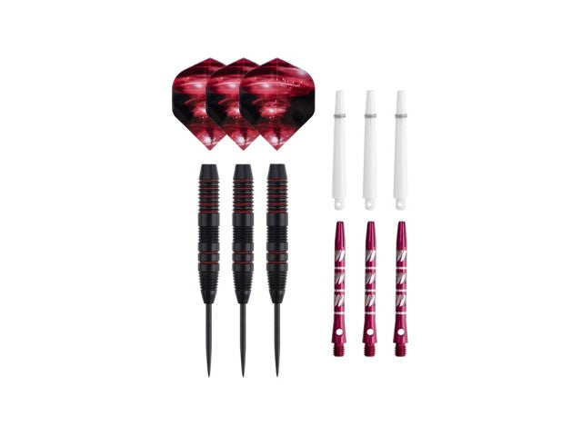 Jeu de 3 fléchettes professionnelles à pointe acier 22gr - Modèle Typhoon - Coloris rouge