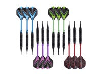 Jeu de 12 fléchettes professionnelles à pointe plastique 19gr - Modèle Cupra - Coloris mixte