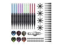 Jeu de 12 fléchettes professionnelles à pointe plastique 19gr - Modèle Cupra - Coloris mixte