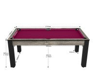 Billard Arizona 7 pieds convertible en table à manger - 8 personnes - Coloris industriel tapis prune