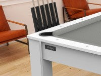 Billard Arizona 7 pieds convertible en table à manger - 8 personnes - Coloris blanc laqué tapis gris