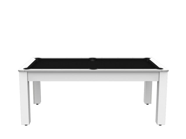 Billard Arizona 7 pieds convertible en table à manger - 8 personnes - Coloris blanc laqué tapis noir