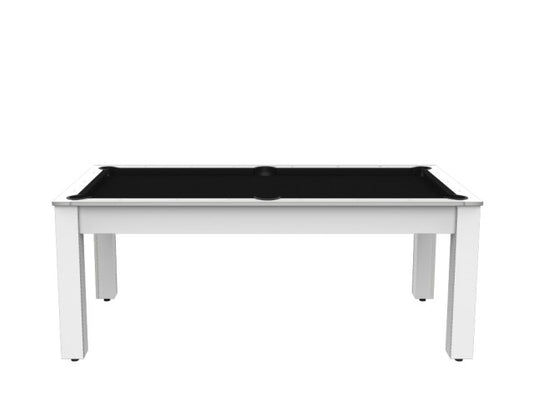 Billard Arizona 7 pieds convertible en table à manger - 8 personnes - Coloris blanc laqué tapis noir