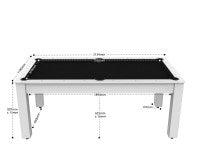 Billard Arizona 7 pieds convertible en table à manger - 8 personnes - Coloris blanc laqué tapis noir