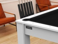 Billard Arizona 7 pieds convertible en table à manger - 8 personnes - Coloris blanc laqué tapis noir