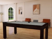 Billard Arizona 7 pieds convertible en table à manger - 8 personnes - Coloris wengé boisé tapis gris