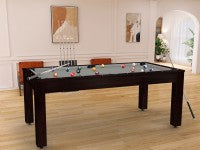 Billard Arizona 7 pieds convertible en table à manger - 8 personnes - Coloris wengé boisé tapis gris