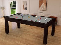 Billard Arizona 7 pieds convertible en table à manger - 8 personnes - Coloris wengé boisé tapis gris