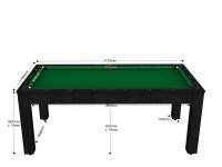 Billard Arizona 7 pieds convertible en table à manger - 8 personnes - Coloris noir boisé tapis vert