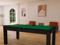 Billard Arizona 7 pieds convertible en table à manger - 8 personnes - Coloris noir boisé tapis vert