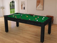 Billard Arizona 7 pieds convertible en table à manger - 8 personnes - Coloris noir boisé tapis vert