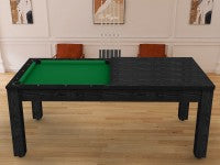 Billard Arizona 7 pieds convertible en table à manger - 8 personnes - Coloris noir boisé tapis vert