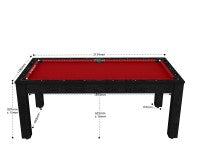 Billard Arizona 7 pieds convertible en table à manger - 8 personnes - Coloris noir boisé tapis rouge