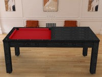 Billard Arizona 7 pieds convertible en table à manger - 8 personnes - Coloris noir boisé tapis rouge