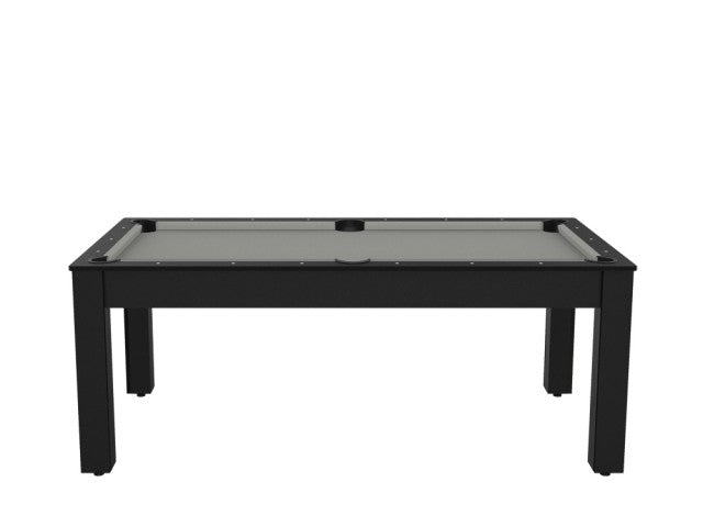 Billard Arizona 7 pieds convertible en table à manger - 8 personnes - Coloris noir grainé tapis gris