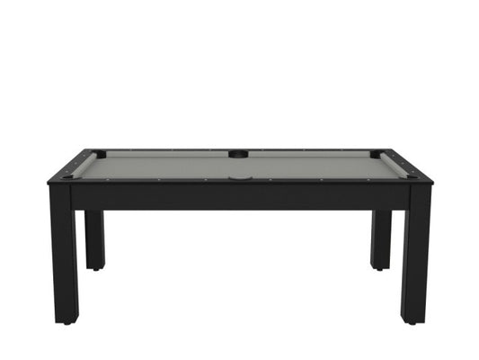 Billard Arizona 7 pieds convertible en table à manger - 8 personnes - Coloris noir grainé tapis gris