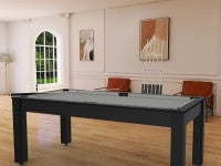 Billard Arizona 7 pieds convertible en table à manger - 8 personnes - Coloris noir grainé tapis gris
