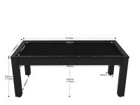 Billard Arizona 7 pieds convertible en table à manger - 8 personnes - Coloris noir grainé tapis noir