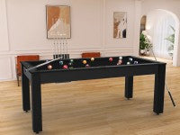 Billard Arizona 7 pieds convertible en table à manger - 8 personnes - Coloris noir grainé tapis noir