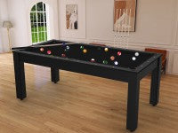 Billard Arizona 7 pieds convertible en table à manger - 8 personnes - Coloris noir grainé tapis noir