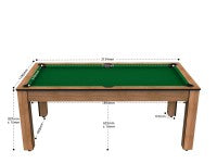 Billard Arizona 7 pieds convertible en table à manger - 8 personnes - Coloris hêtre boisé tapis vert
