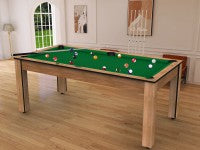 Billard Arizona 7 pieds convertible en table à manger - 8 personnes - Coloris hêtre boisé tapis vert