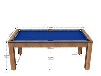 Billard Arizona 7 pieds convertible en table à manger - 8 personnes - Coloris hêtre boisé tapis bleu
