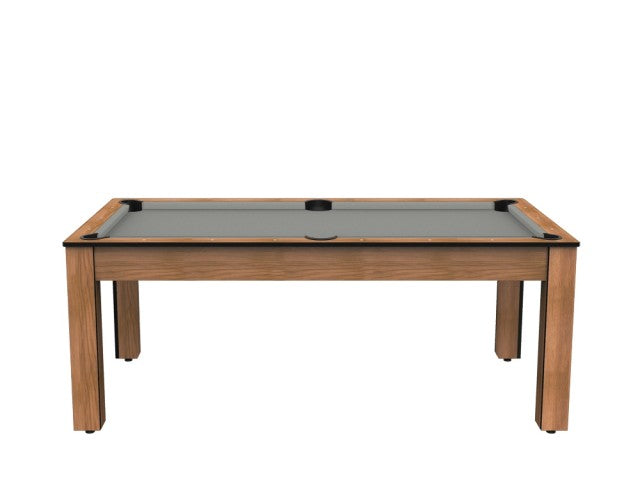 Billard Arizona 7 pieds convertible en table à manger - 8 personnes - Coloris hêtre boisé tapis gris