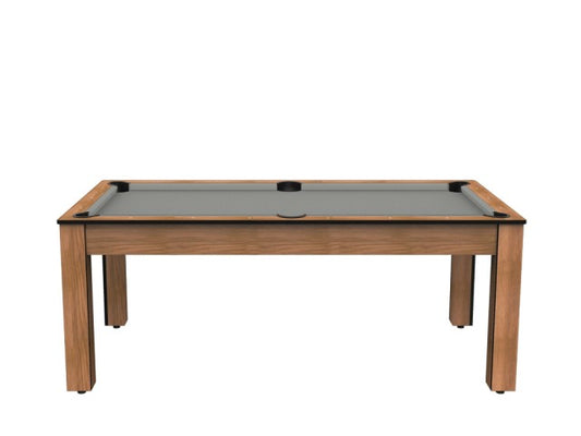 Billard Arizona 7 pieds convertible en table à manger - 8 personnes - Coloris hêtre boisé tapis gris