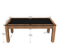 Billard Arizona 7 pieds convertible en table à manger - 8 personnes - Coloris hêtre boisé tapis noir