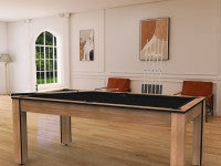Billard Arizona 7 pieds convertible en table à manger - 8 personnes - Coloris hêtre boisé tapis noir
