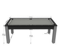 Billard Arizona 7 pieds convertible en table à manger - 8 personnes - Coloris carbone tapis gris