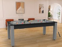 Billard Arizona 7 pieds convertible en table à manger - 8 personnes - Coloris carbone tapis gris