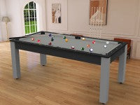 Billard Arizona 7 pieds convertible en table à manger - 8 personnes - Coloris carbone tapis gris