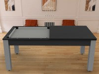 Billard Arizona 7 pieds convertible en table à manger - 8 personnes - Coloris carbone tapis gris