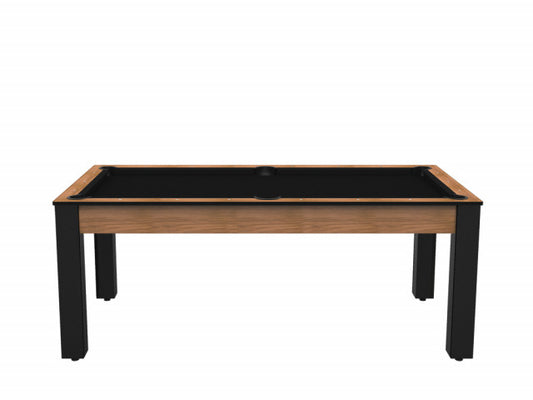 Billard Arizona 7 pieds convertible en table à manger - 8 personnes - Coloris hêtre boisé tapis noir