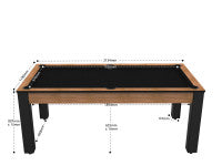 Billard Arizona 7 pieds convertible en table à manger - 8 personnes - Coloris hêtre boisé tapis noir