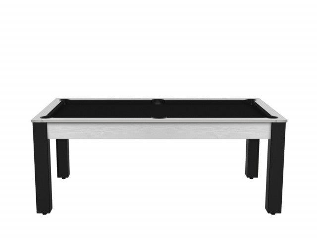 Billard Arizona 7 pieds convertible en table à manger - 8 personnes - Coloris blanc boisé tapis noir