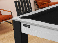 Billard Arizona 7 pieds convertible en table à manger - 8 personnes - Coloris blanc boisé tapis noir