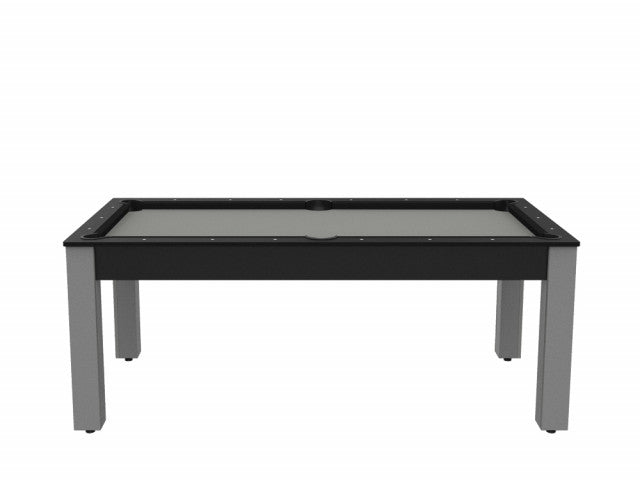 Billard Arizona 7 pieds convertible en table à manger - 8 personnes - Coloris noir grainé tapis gris