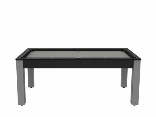 Billard Arizona 7 pieds convertible en table à manger - 8 personnes - Coloris noir grainé tapis gris
