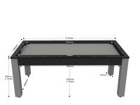 Billard Arizona 7 pieds convertible en table à manger - 8 personnes - Coloris noir grainé tapis gris